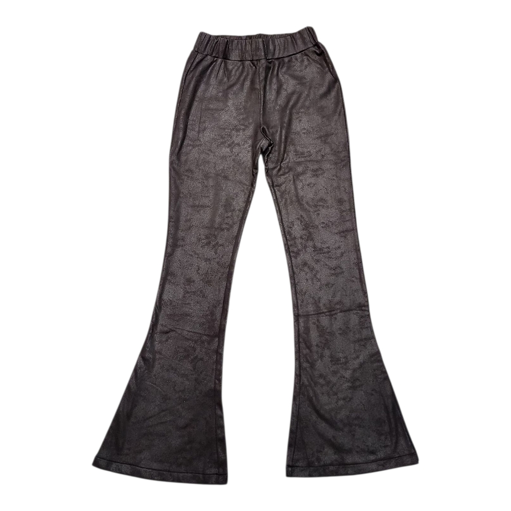 Dance & Marvel Black Coated Flare Pants With Elastic Waist NWT